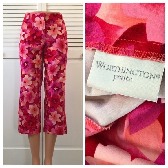 Worthington Petite Floral Print Pants - Picture 1 of 7